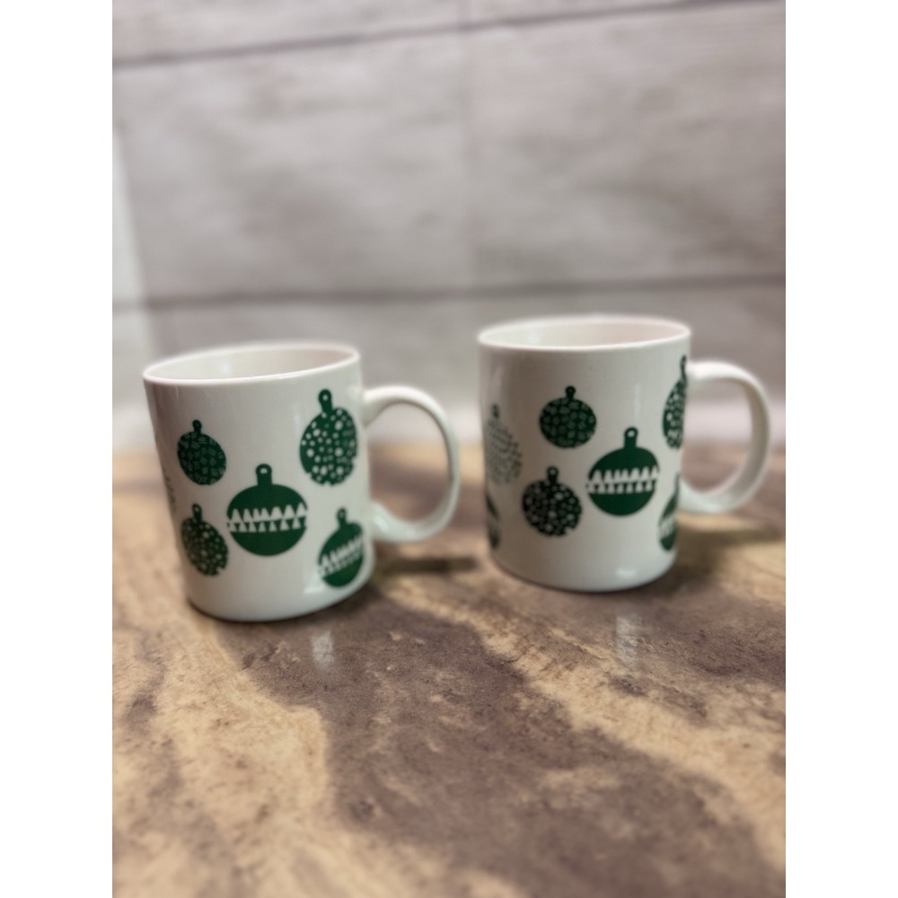 Starbucks Green Ornament Mug Christmas Holiday Coffee Cup 12 oz 2016 Set Of 2